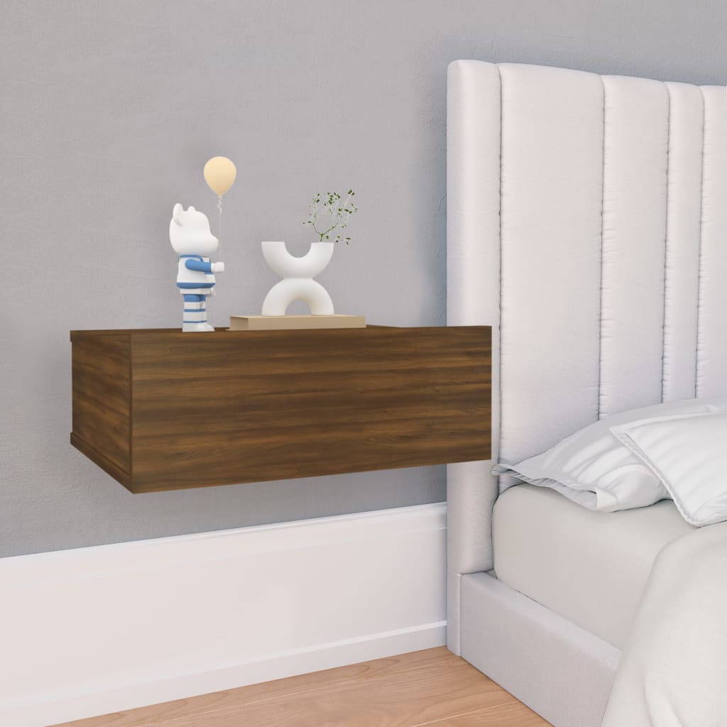 vidaXL Floating Nightstand Brown Oak 40x30x15 cm Engineered Wood