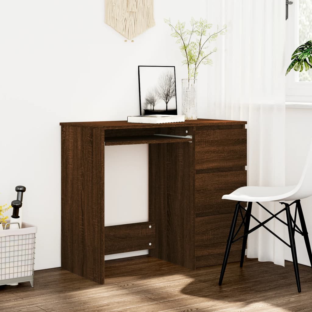 vidaXL Desk Brown Oak 90x45x76 cm Engineered Wood