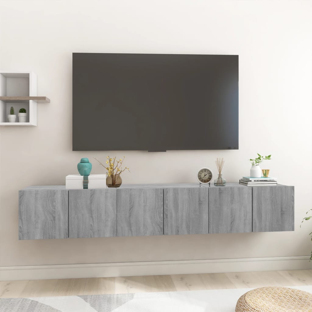 vidaXL Hanging TV Cabinet Grey Sonoma 3 pcs 60x30x30 cm Engineered Wood