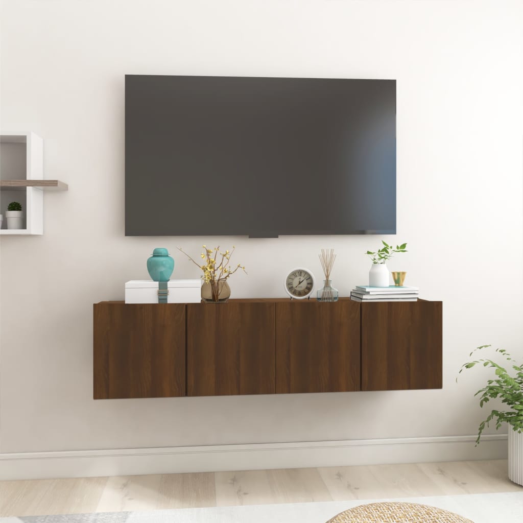 vidaXL Hanging TV Cabinet Brown Oak 2 pcs 60x30x30 cm Engineered Wood