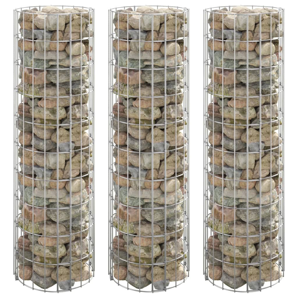 vidaXL Circular Gabion Raised Beds 3 pcs Galvanised Steel Ì÷30x100 cm
