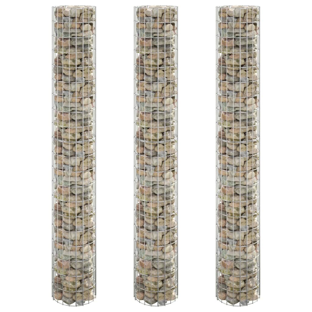 vidaXL Circular Gabion Raised Beds 3 pcs Galvanised Steel Ì÷30x200 cm