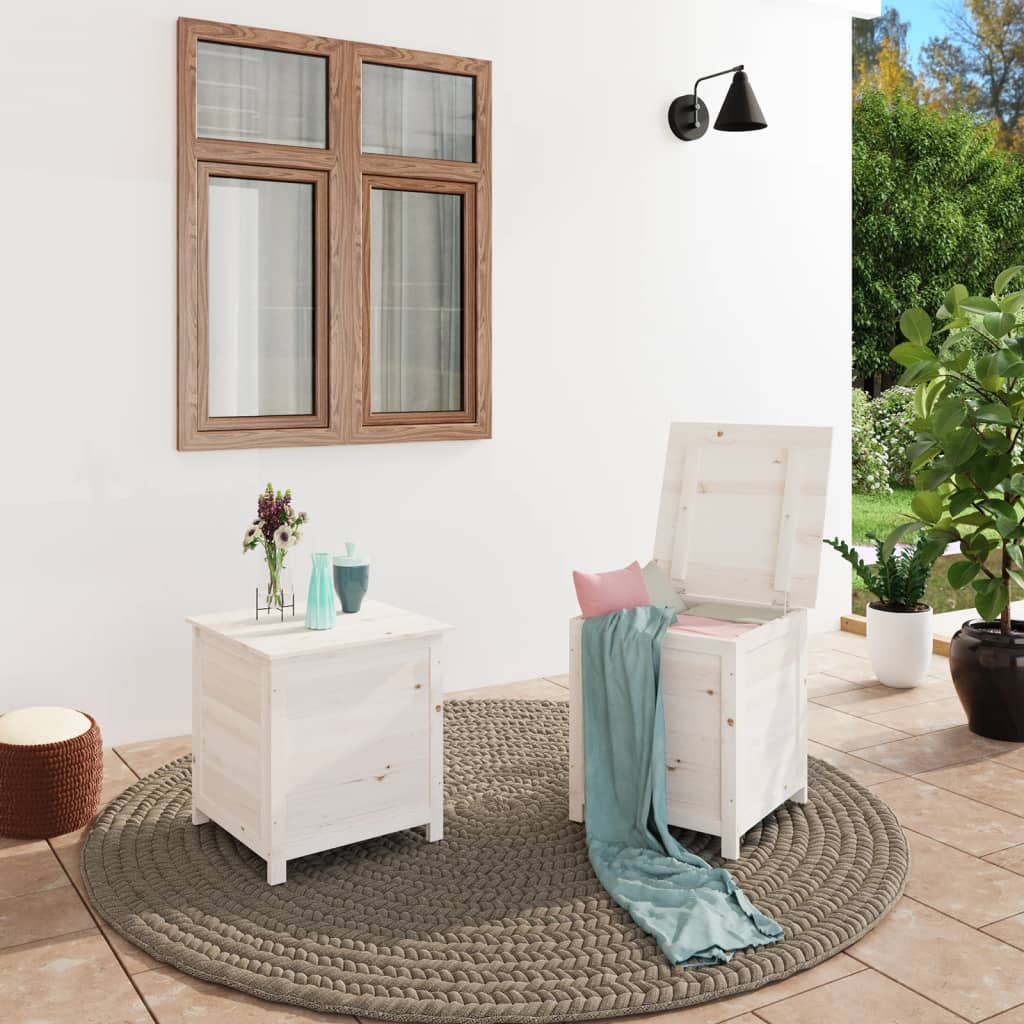 vidaXL Outdoor Cushion Box White 50x50x56 cm Solid Wood Fir