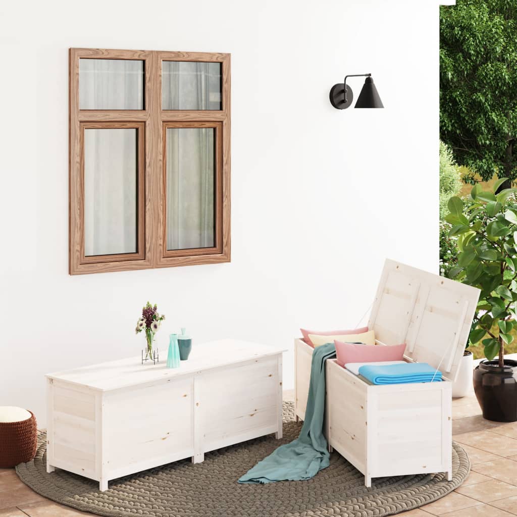 vidaXL Outdoor Cushion Box White 150x50x56 cm Solid Wood Fir