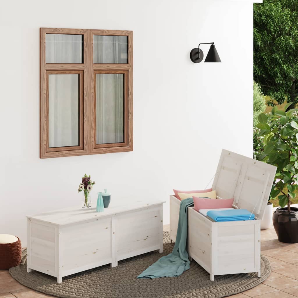 vidaXL Outdoor Cushion Box White 200x50x56 cm Solid Wood Fir