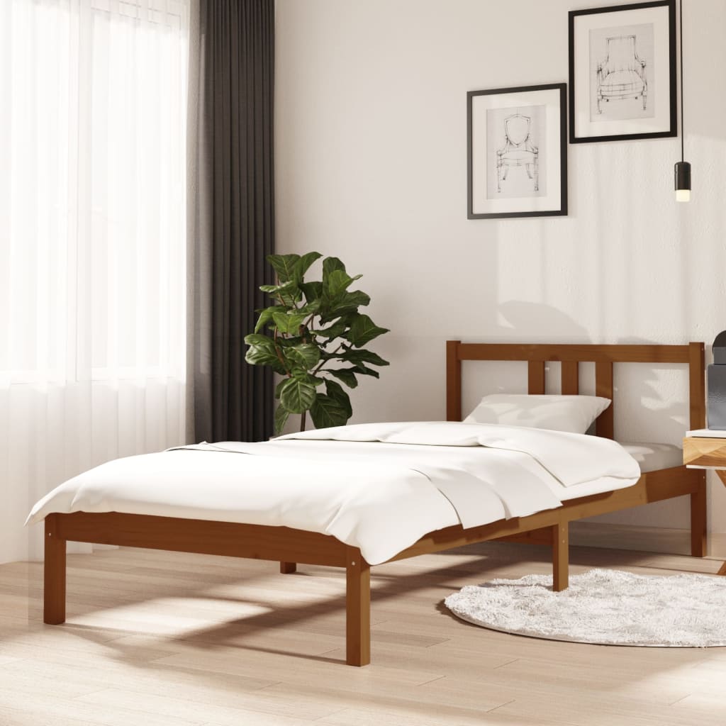 vidaXL Bed Frame Honey Brown Solid Wood 90x200 cm
