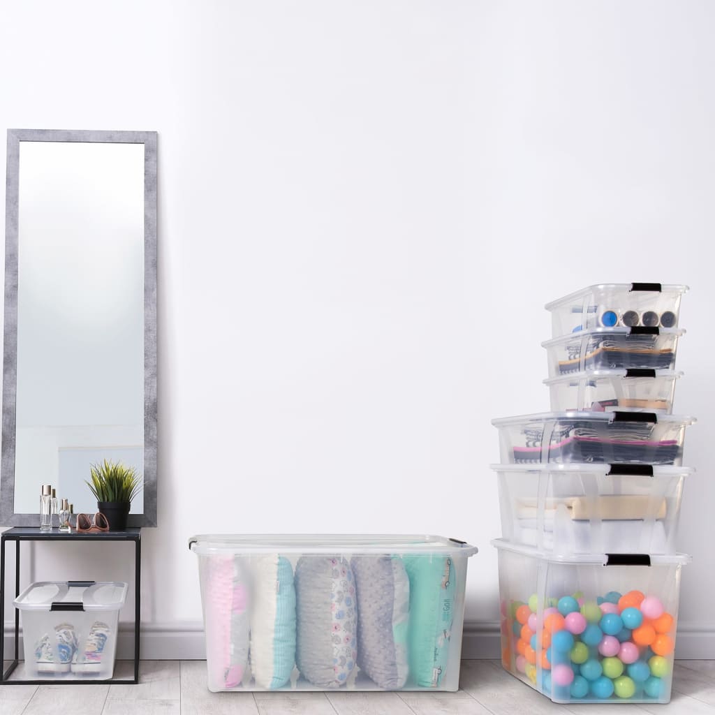 vidaXL Storage Boxes with Lids 2 pcs Transparent 32 L