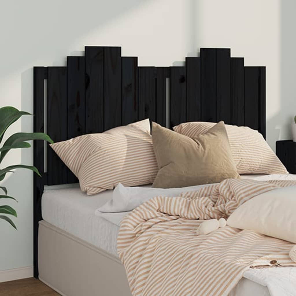 vidaXL Bed Headboard Black 141x4x110 cm Solid Wood Pine