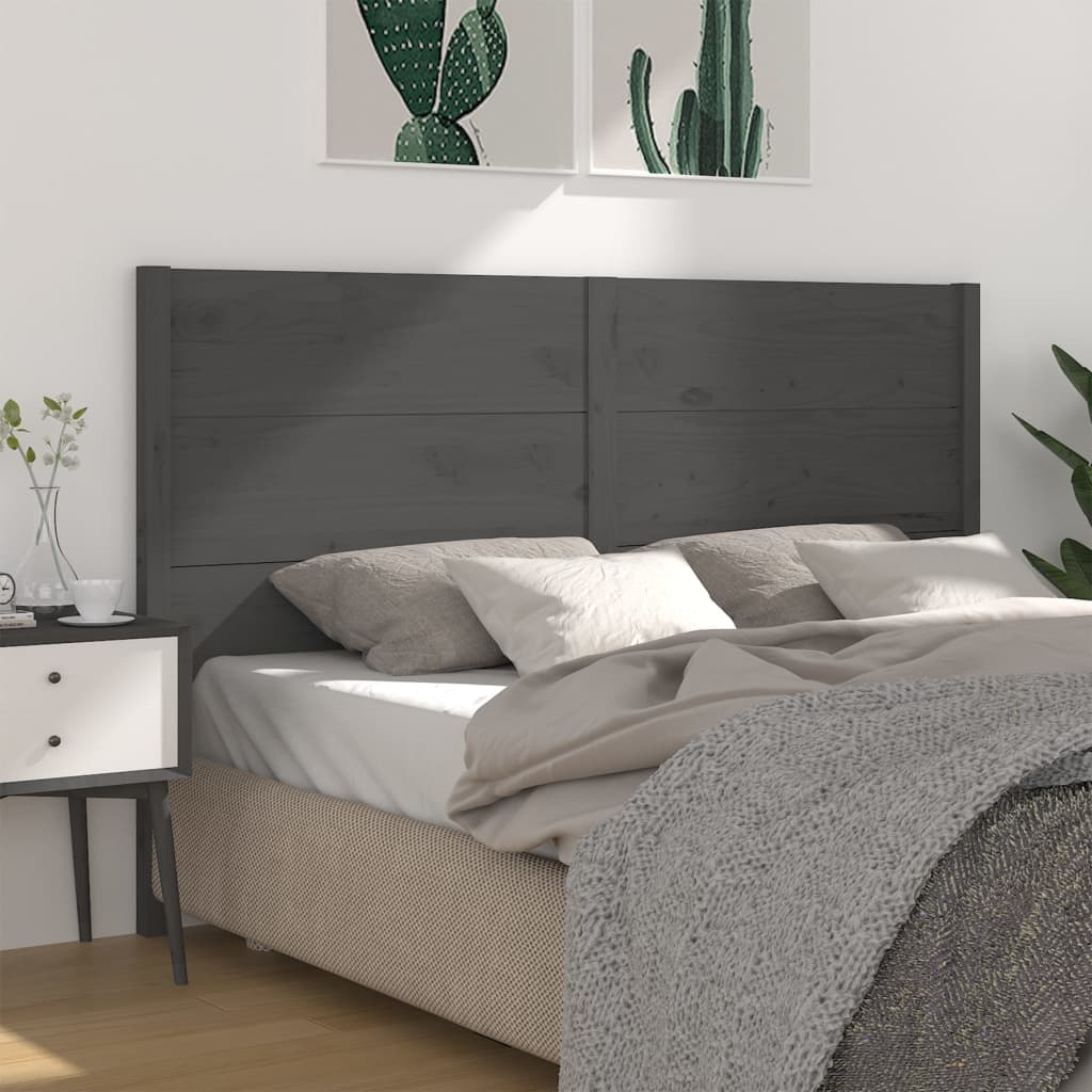 vidaXL Headboard Grey 146x4x100 cm Solid Wood Pine