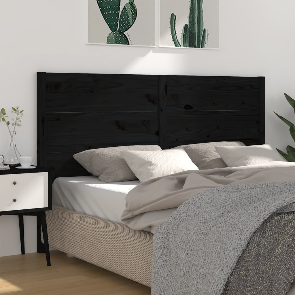 vidaXL Headboard Black 156x4x100 cm Solid Wood Pine