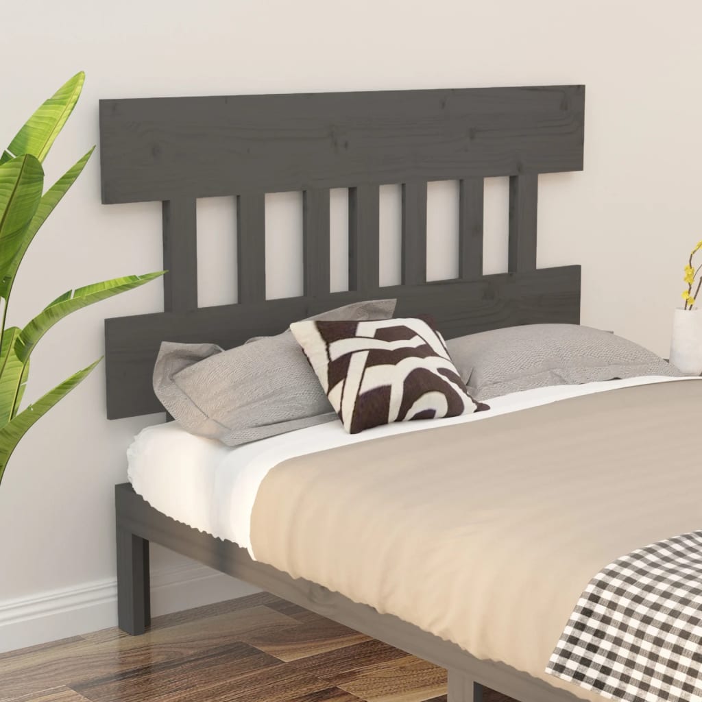 vidaXL Bed Headboard Grey 123.5x3x81 cm Solid Wood Pine