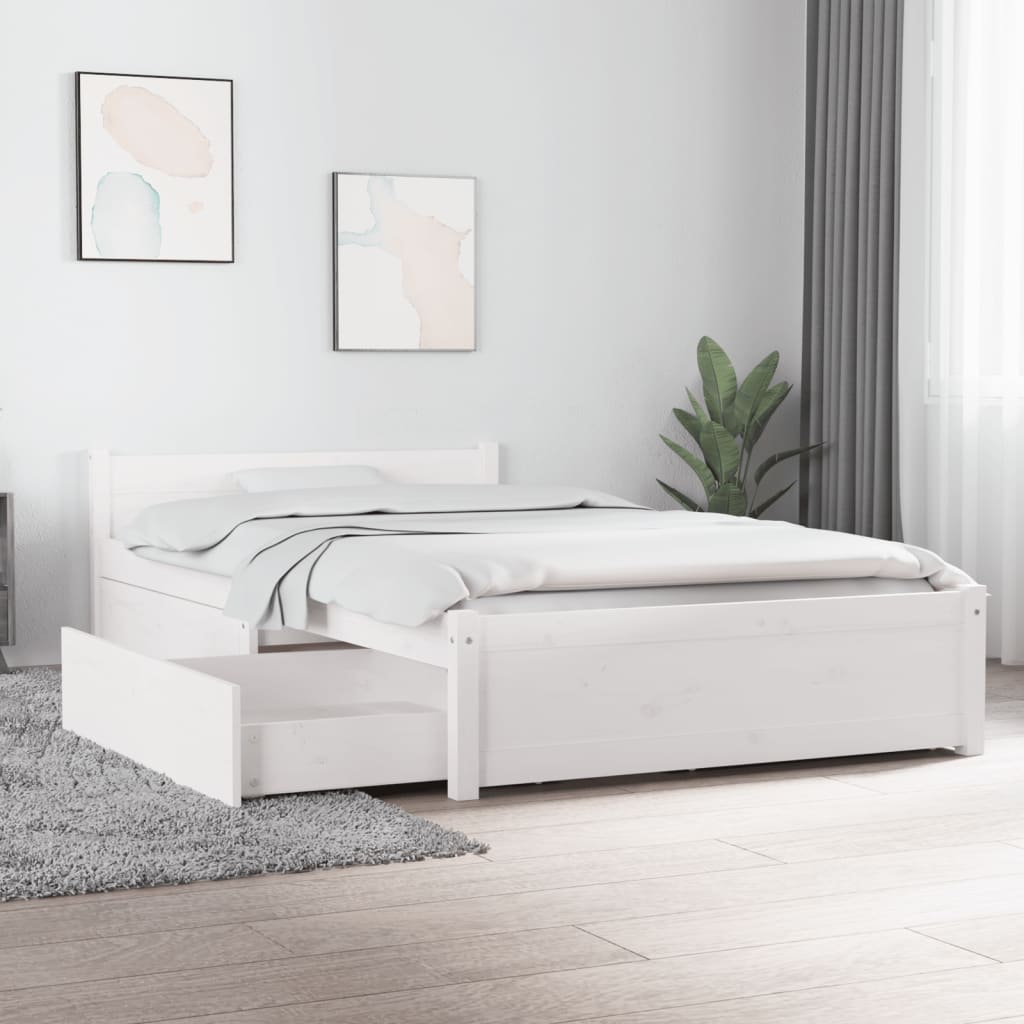 vidaXL Bed Frame with Drawers White 90x200 cm
