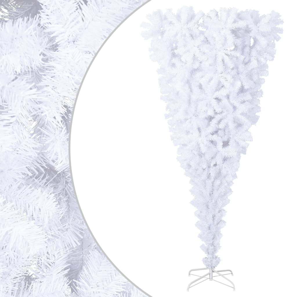 vidaXL Upside-down Artificial Christmas Tree with Stand White 240 cm