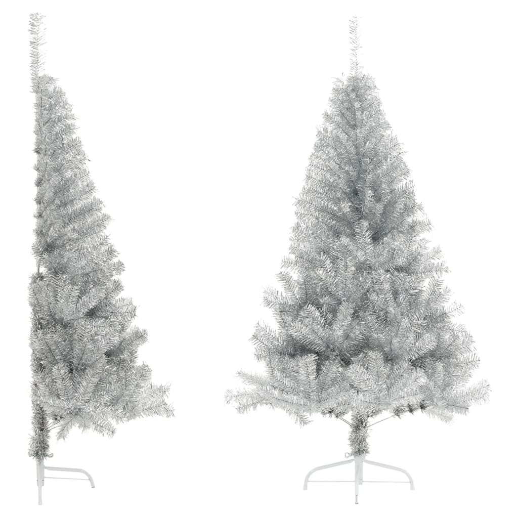 vidaXL Artificial Half Christmas Tree with Stand Silver 180 cm PET