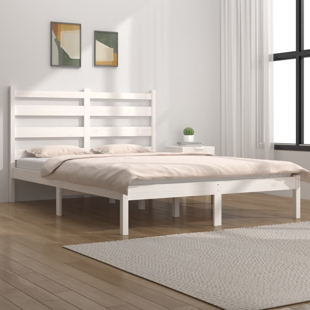 vidaXL Bed Frame White Solid Wood Pine 200x200 cm