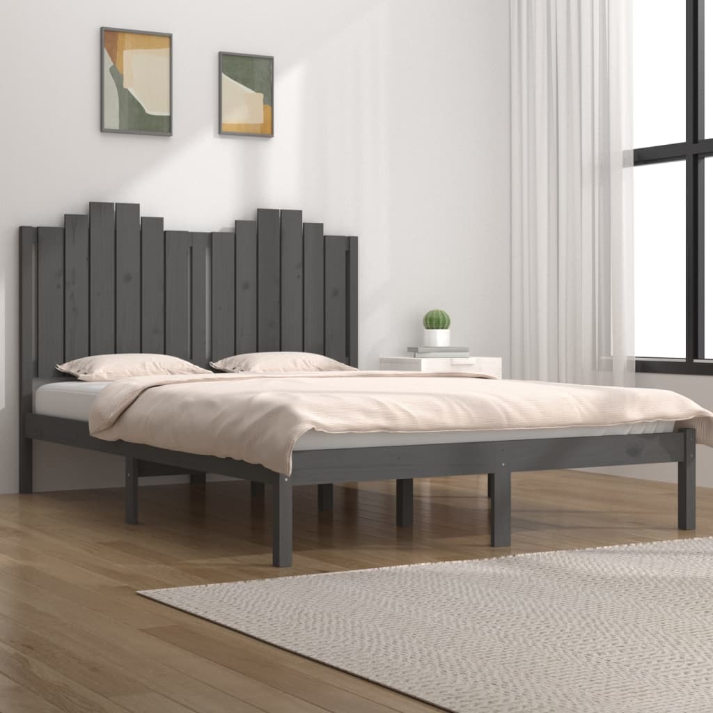vidaXL Bed Frame Grey Solid Wood Pine 200x200 cm