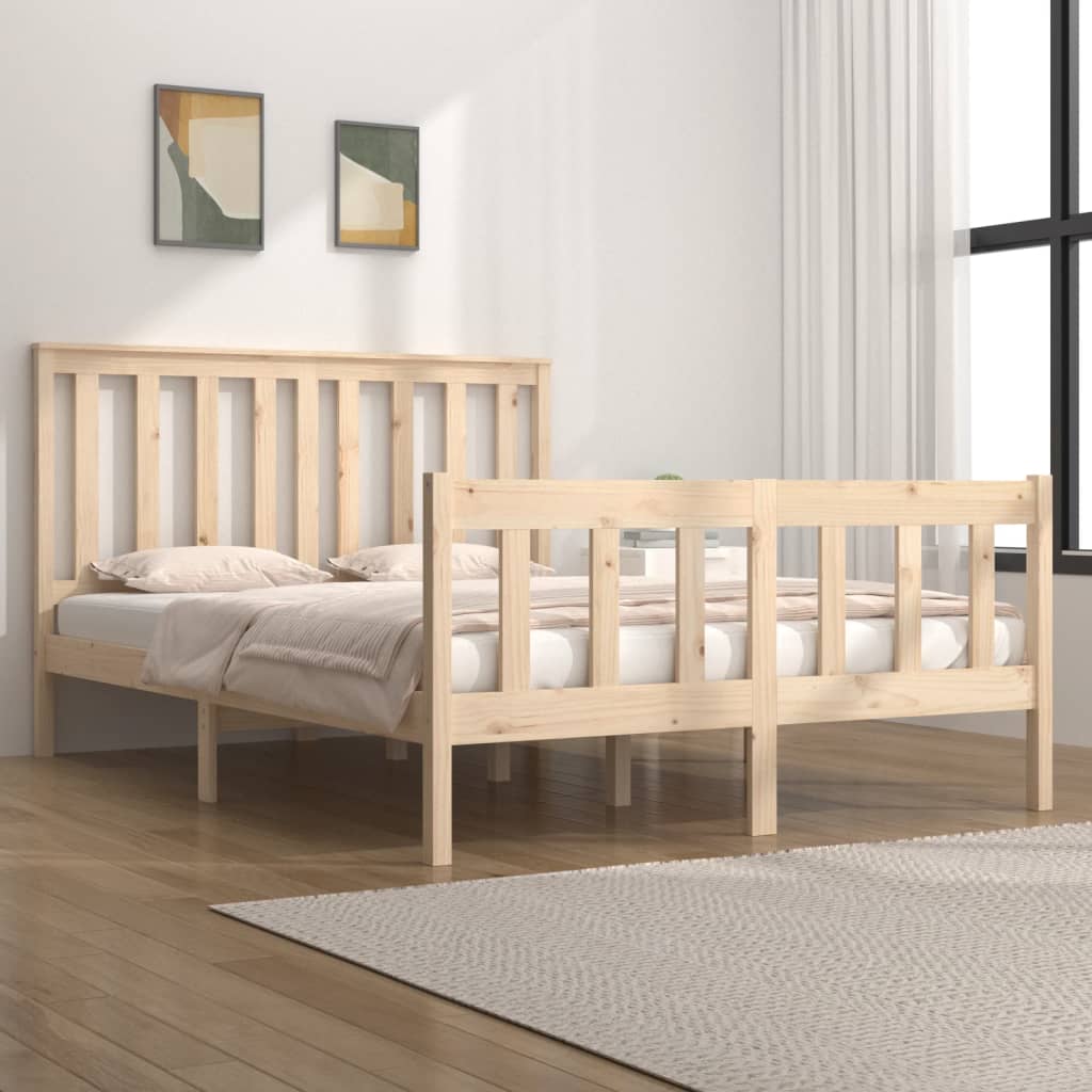 vidaXL Bed Frame Solid Wood Pine 120x190 cm Small Double