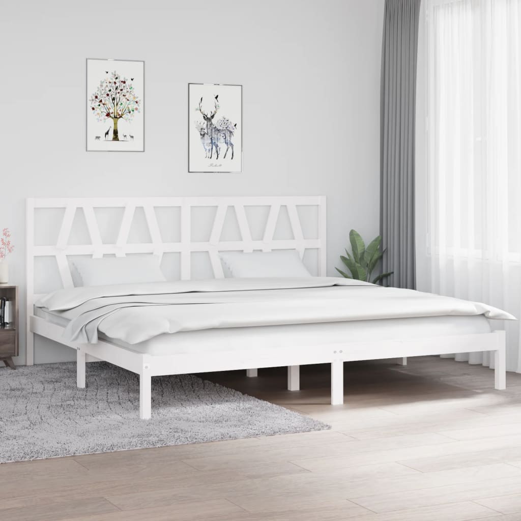 vidaXL Bed Frame White Solid Wood Pine 200x200 cm