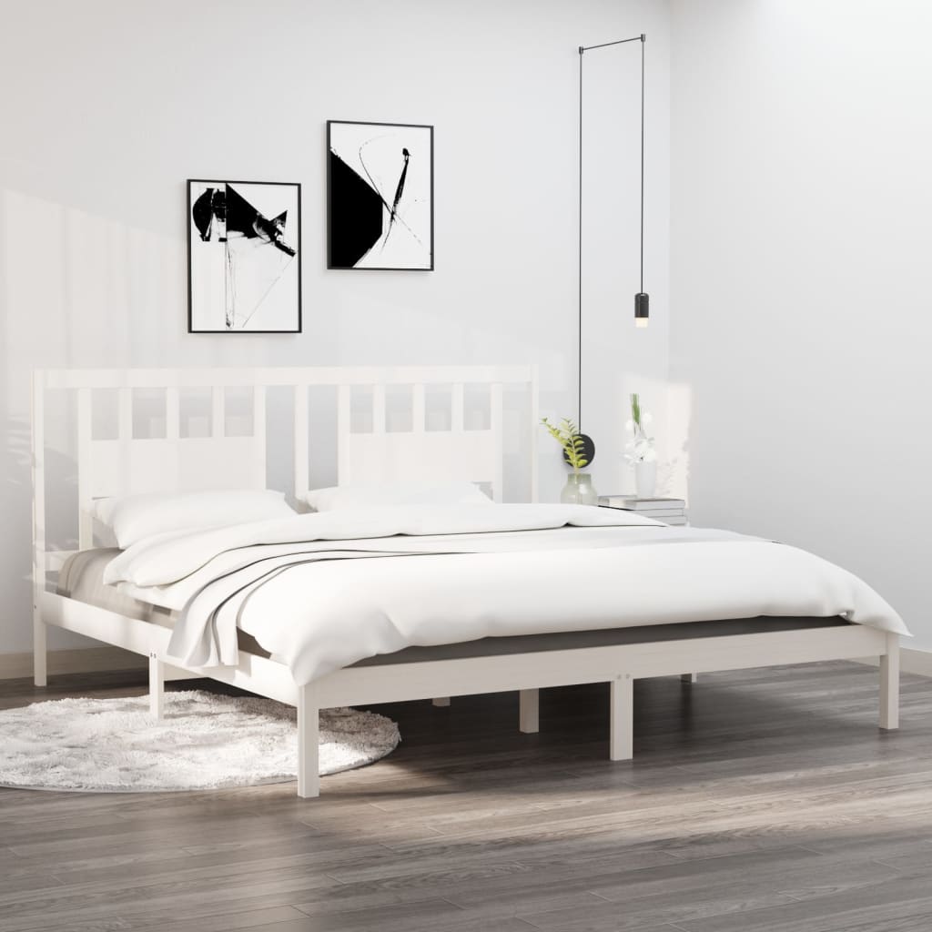 vidaXL Bed Frame White Solid Wood Pine 200x200 cm