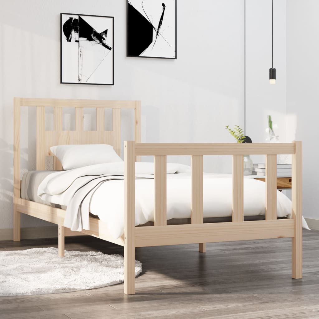 vidaXL Bed Frame Solid Wood 90x190 cm Single