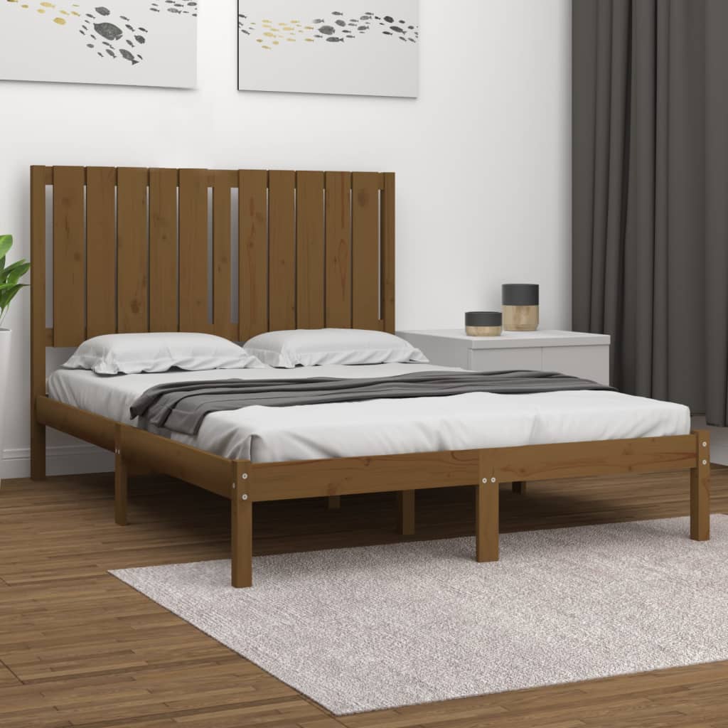 vidaXL Bed Frame Honey Brown Solid Wood 120x190 cm Small Double