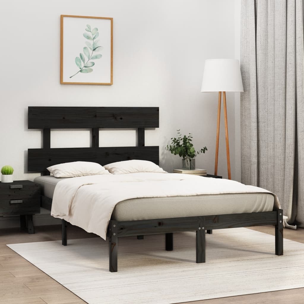 vidaXL Bed Frame Black Solid Wood 120x200 cm