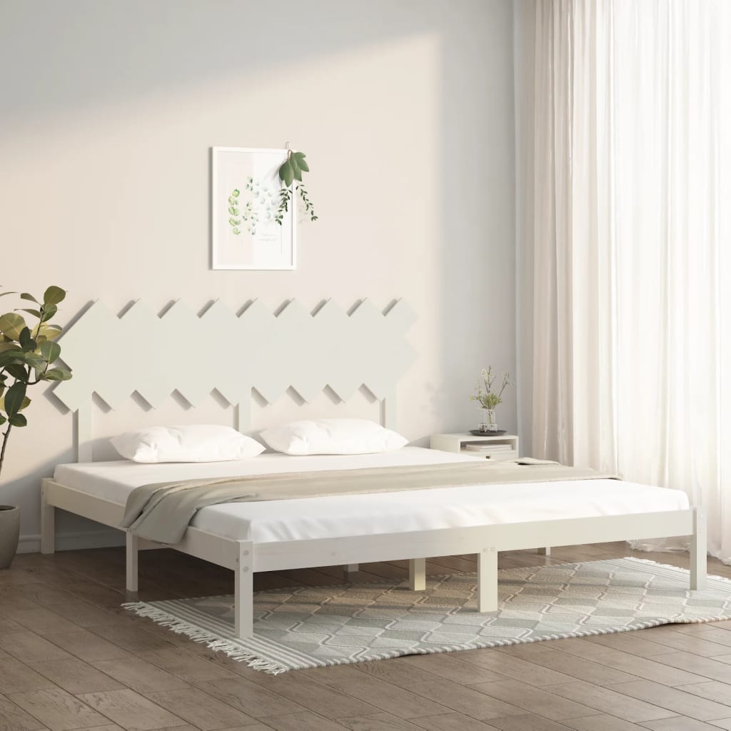 vidaXL Bed Frame White 180x200 cm Super King Size Solid Wood