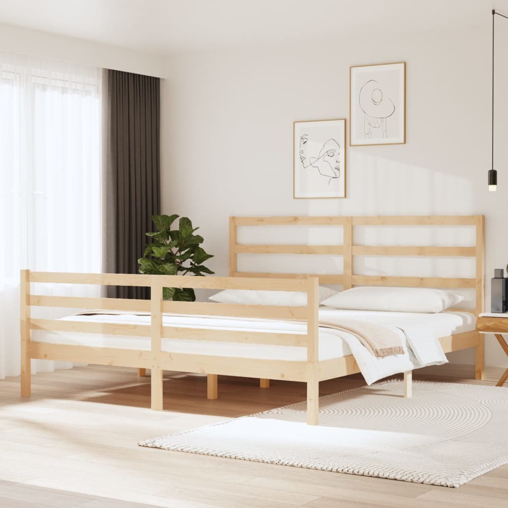 vidaXL Bed Frame Solid Wood Pine 180x200 cm Super King Size