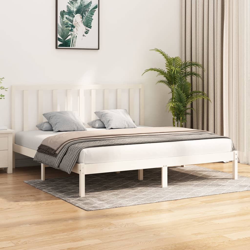 vidaXL Bed Frame White Solid Wood Pine 200x200 cm