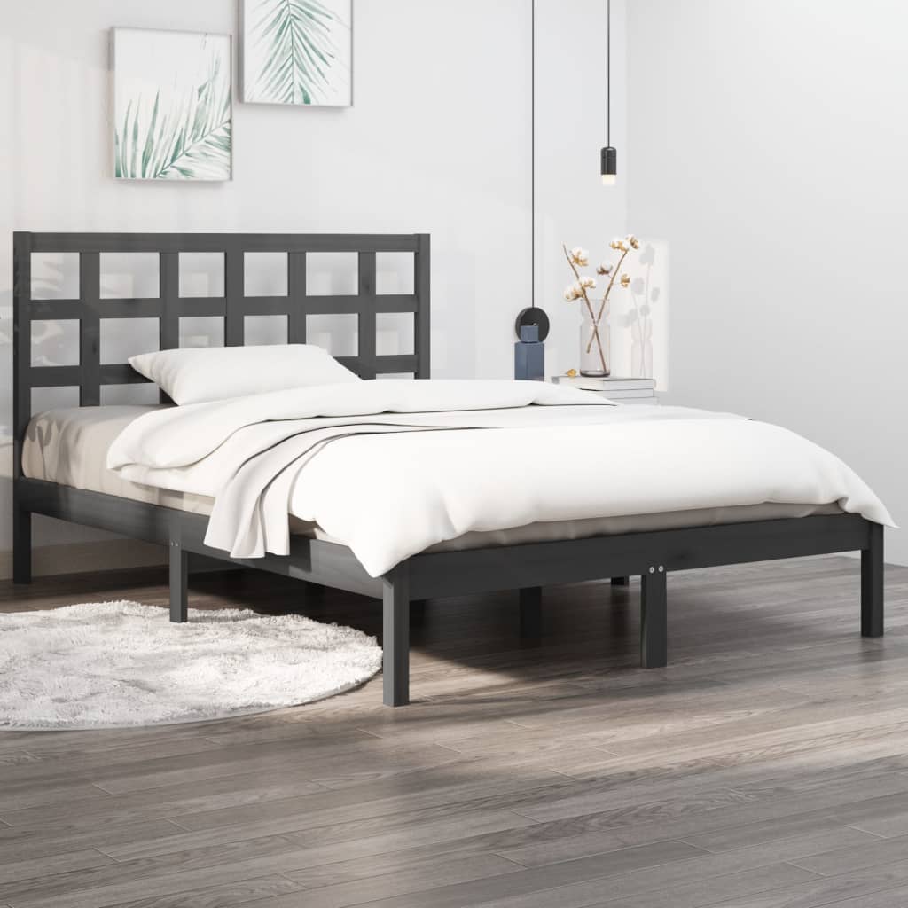 vidaXL Bed Frame Grey Solid Wood 120x200 cm