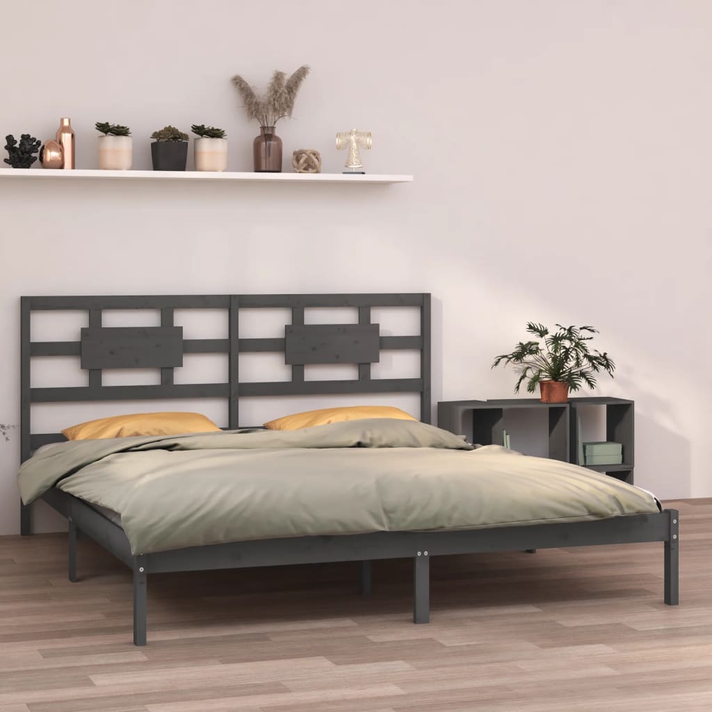 vidaXL Bed Frame Grey Solid Wood 160x200 cm