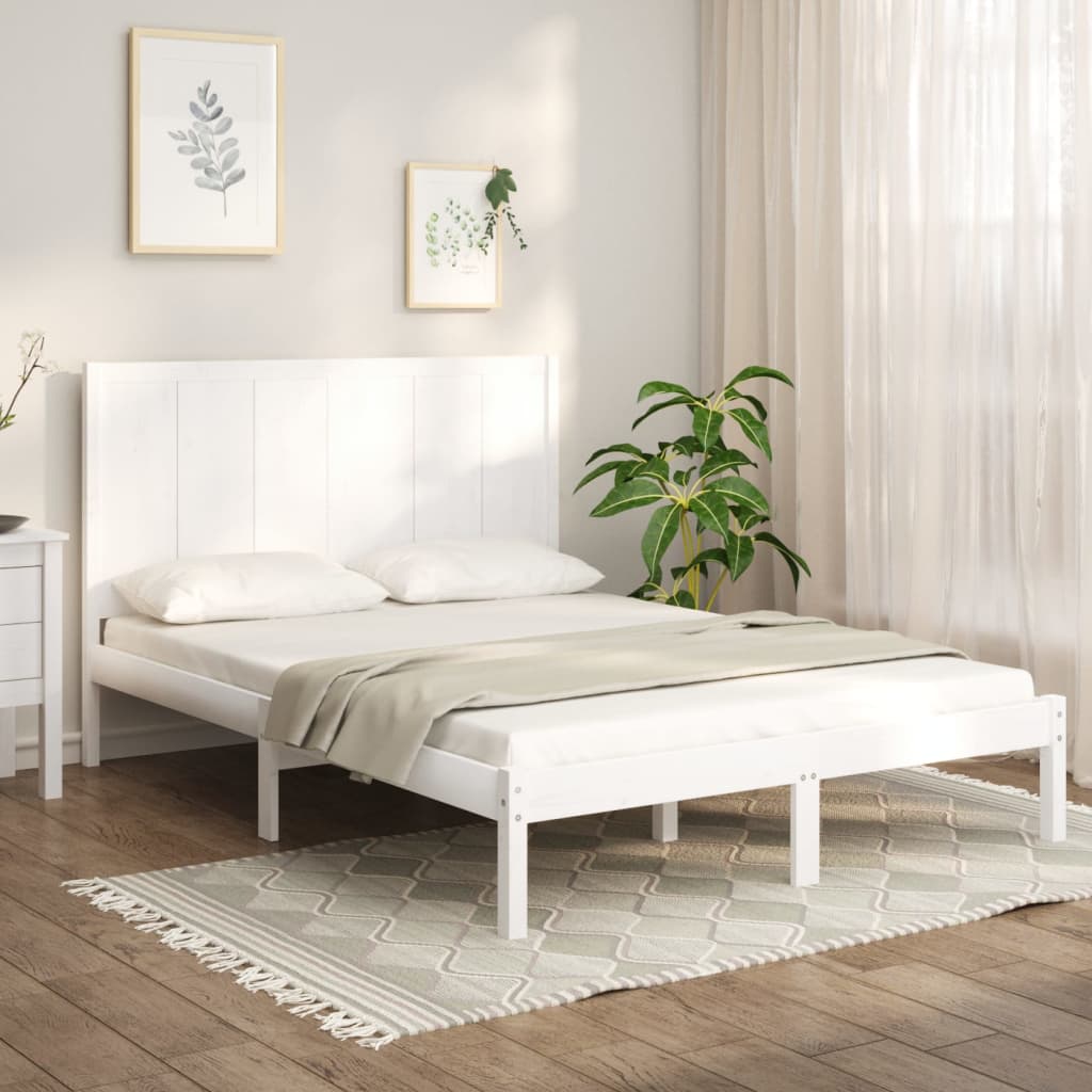 vidaXL Bed Frame White Solid Wood Pine 140x200 cm