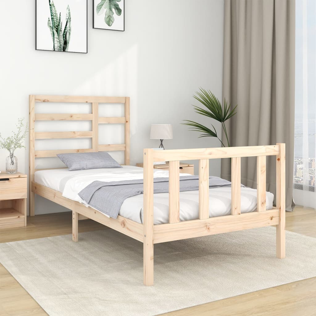 vidaXL Bed Frame Solid Wood 90X190 cm Single