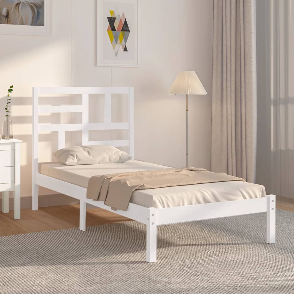 vidaXL Bed Frame White Solid Wood 90x200 cm