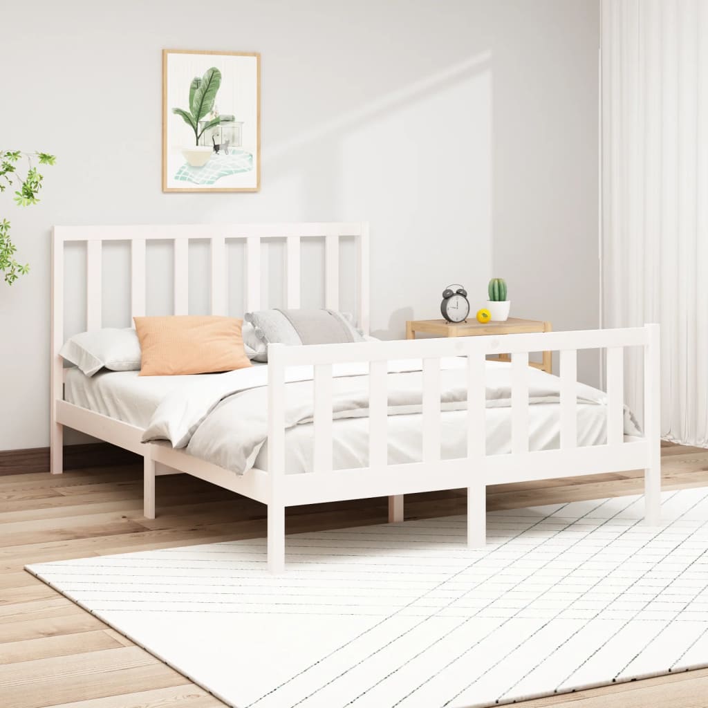 vidaXL Bed Frame White Solid Wood Pine 120x200 cm