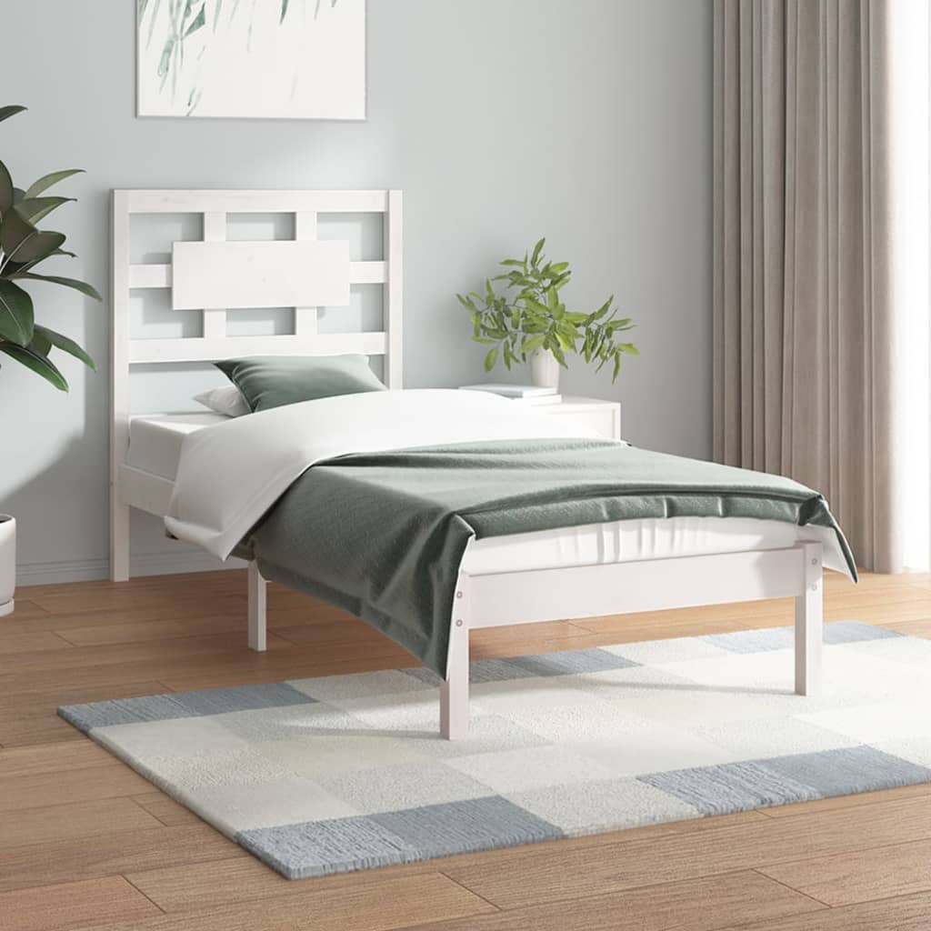 vidaXL Bed Frame White Solid Wood Pine 90x200 cm