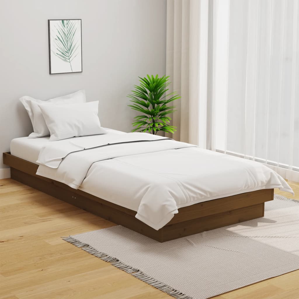 vidaXL Bed Frame Honey Brown Solid Wood Pine 100x200 cm