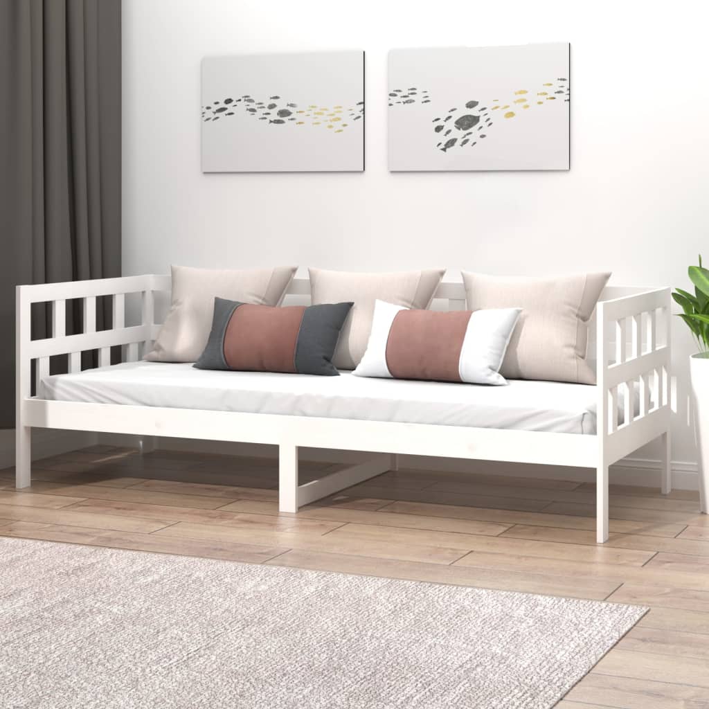 vidaXL Day Bed White Solid Wood Pine 90x190 cm