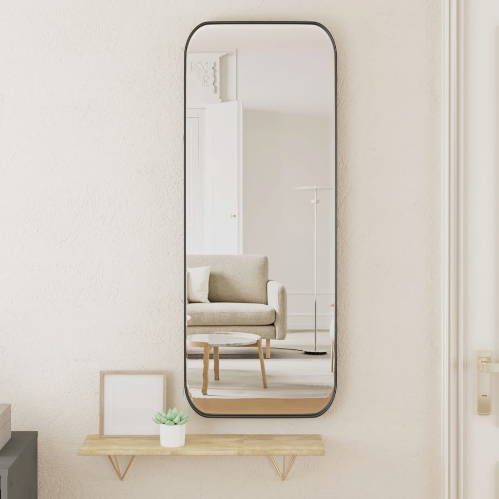 vidaXL Wall-mounted Mirror Black 30x80 cm Rectangle