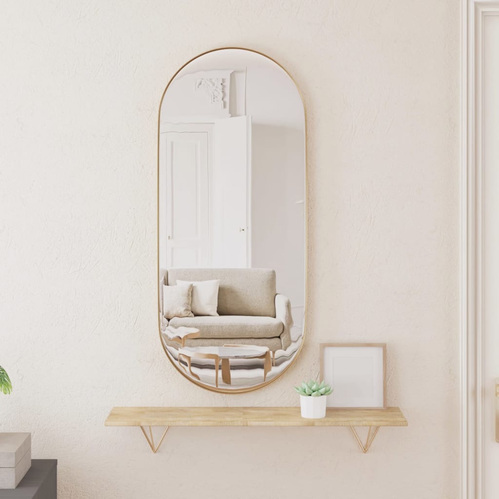 vidaXL Wall-mounted Mirror Gold 30x70 cm Oval