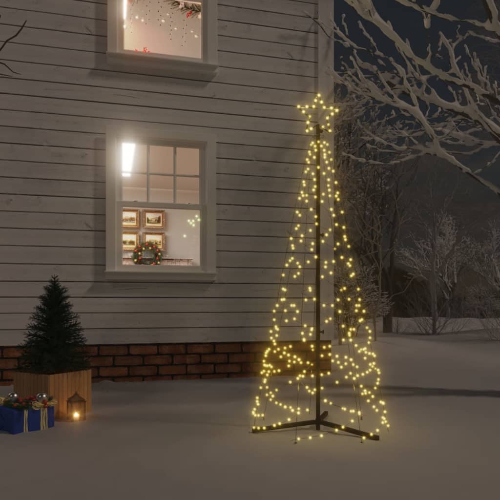 vidaXL Christmas Cone Tree Warm White 200 LEDs 70x180 cm