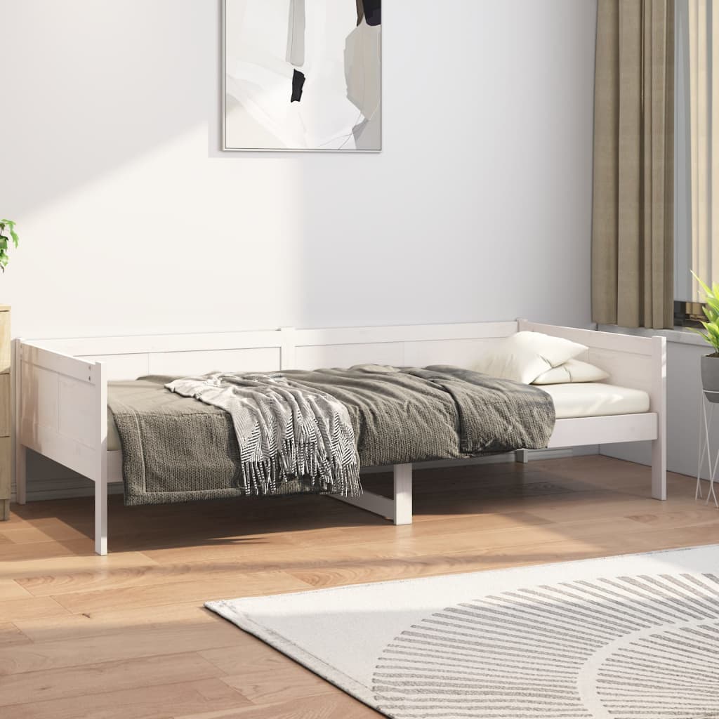 vidaXL Day Bed White Solid Wood Pine 90x190 cm