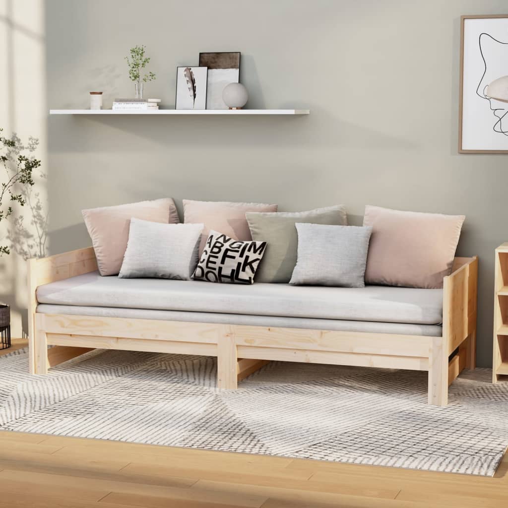 vidaXL Pull-out Day Bed Solid Wood Pine 2x(90x190) cm