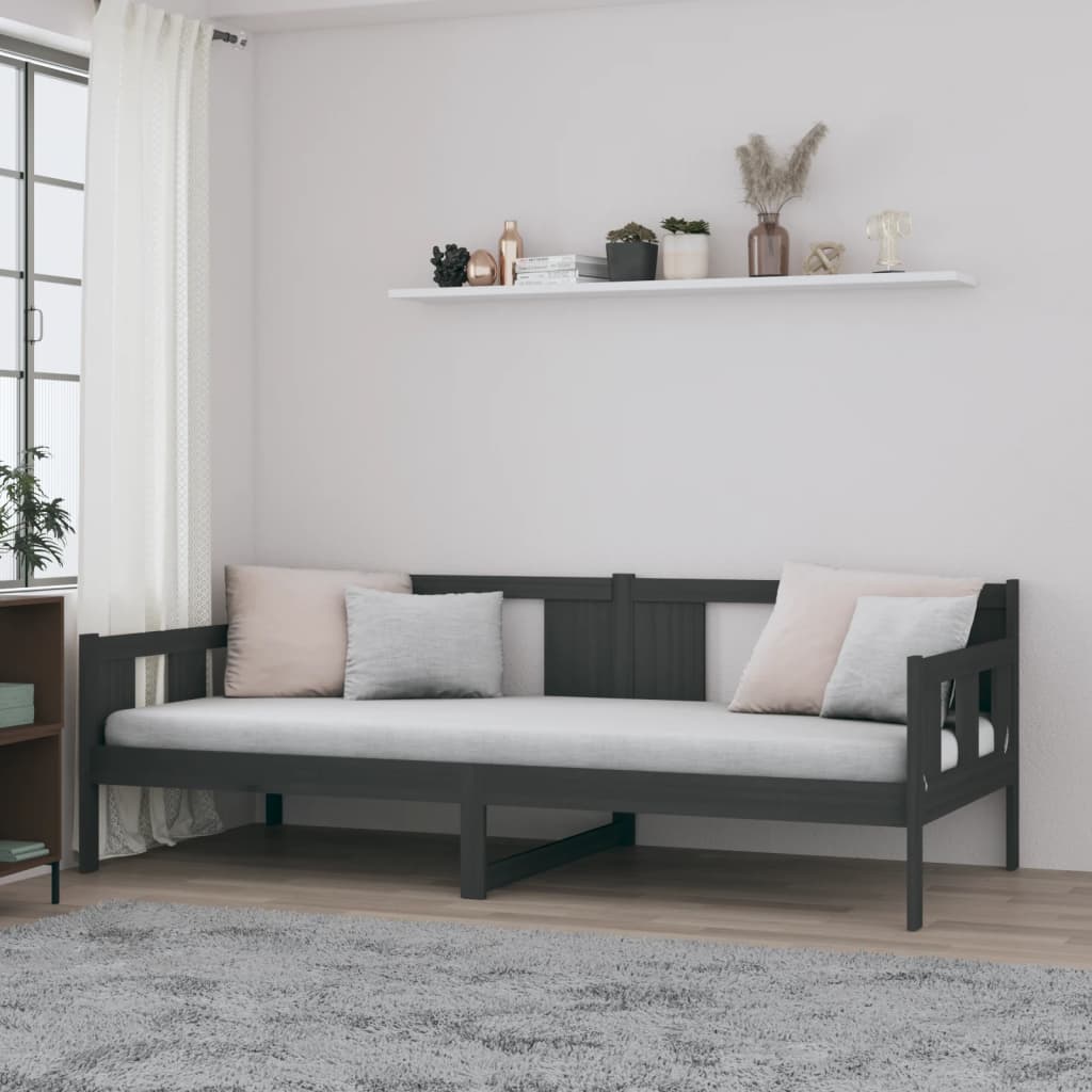 vidaXL Day Bed Grey Solid Wood Pine 90x190 cm