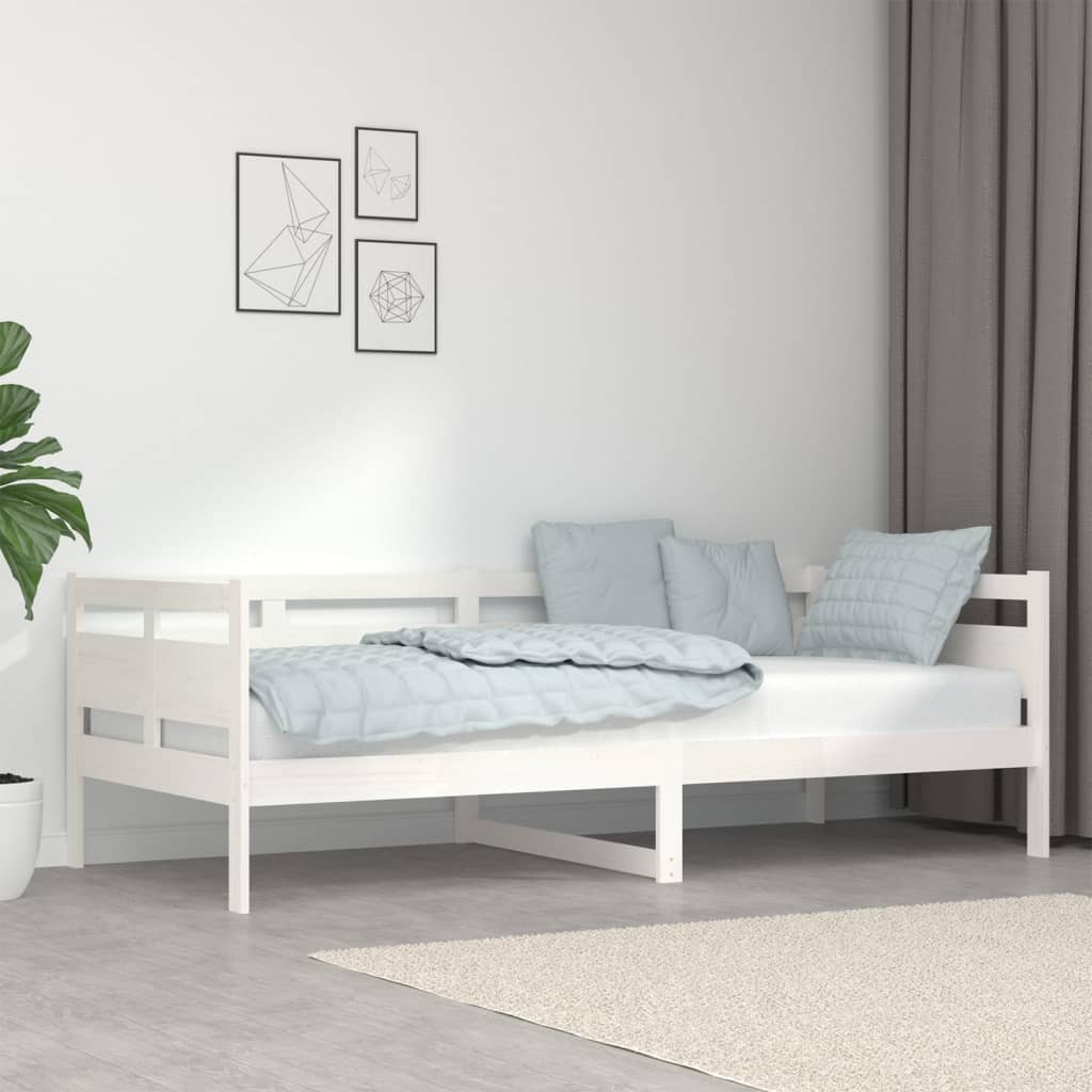 vidaXL Day Bed White Solid Wood Pine 90x200 cm