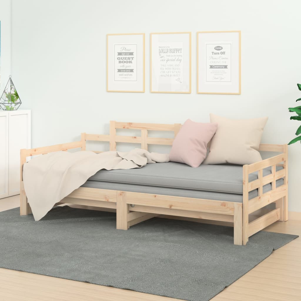 vidaXL Pull-out Day Bed Solid Wood Pine 2x(90x190) cm