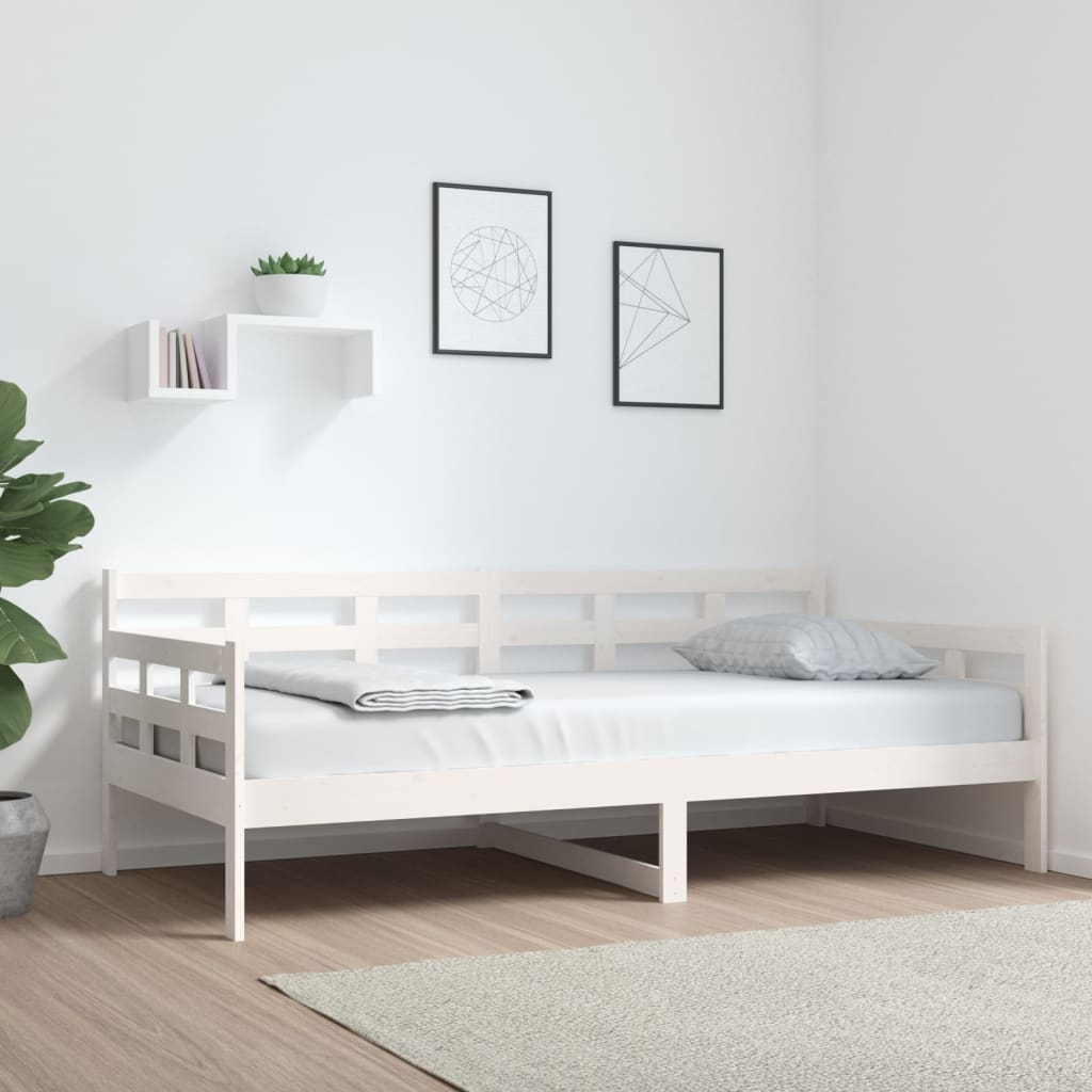 vidaXL Day Bed White Solid Wood Pine 90x190 cm
