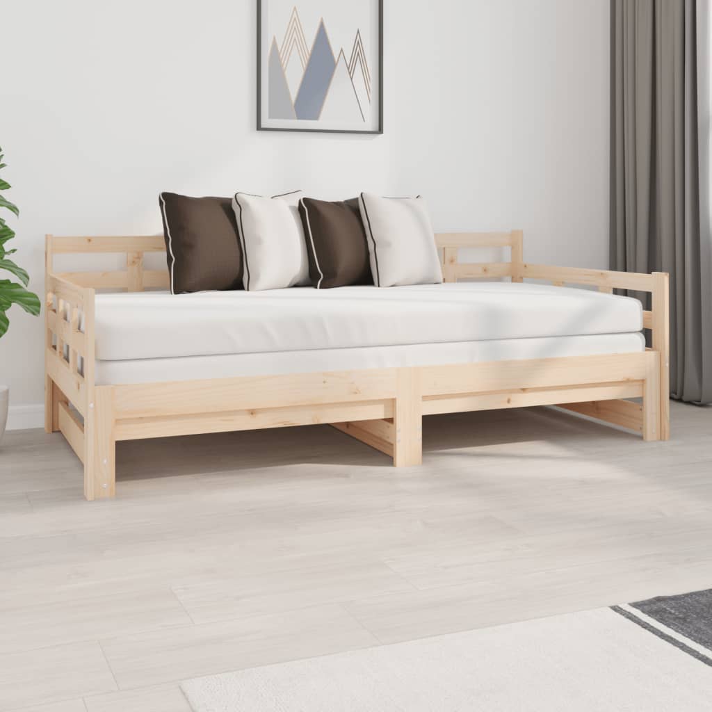 vidaXL Pull-out Day Bed Solid Wood Pine 2x(90x190) cm