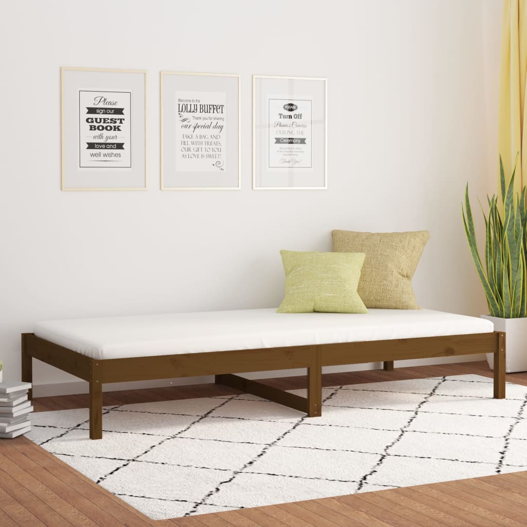 vidaXL Day Bed Honey Brown 90x190 cm Single Solid Wood Pine