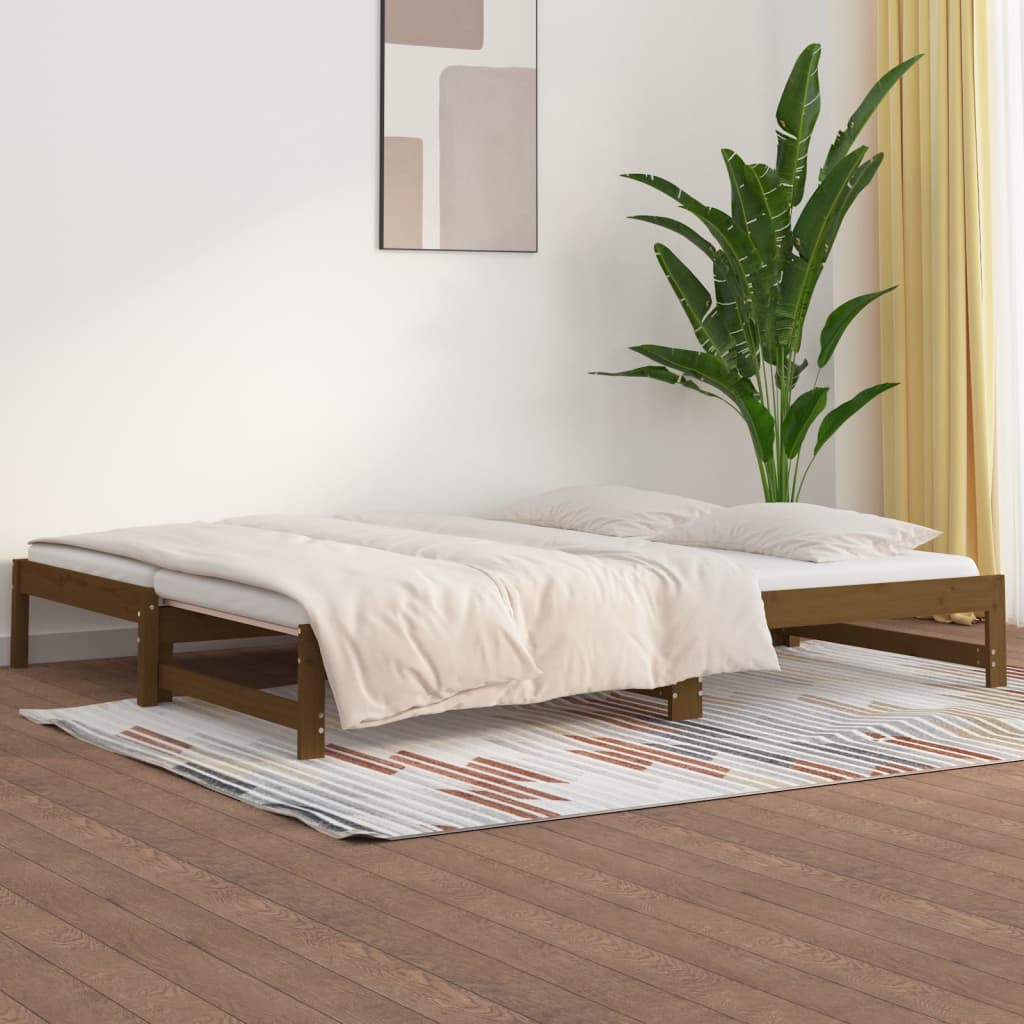 vidaXL Pull-out Day Bed Honey Brown 2x(80x200) cm Solid Wood Pine